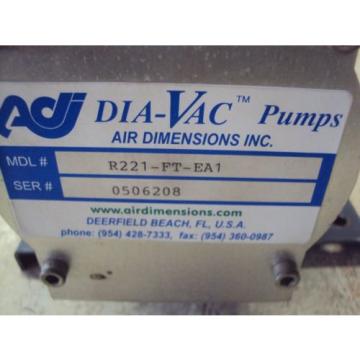 ADI DIA-VAC PUMP R221-FT-EA1 WITH GE MOTOR 5KC36PNB210JX HP 1/6  USED