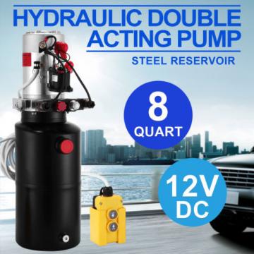 12 Volet Double Acting Hydraulic Pump 12v Dump Trailer - 8 Quart Metal Reservoir