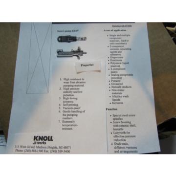 KNOLL COOLANT SCREW PUMP KTS32-76-T5-A-G-KB SER#278846 MFG#200611361