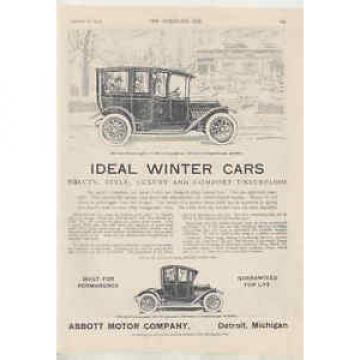 1913 Abbott Ideal Winter Cars Automobile Ad Schafer Ball Bearings ma0320