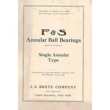 1910 F &amp; S Annular Automobile Ball Bearing Brochure 139346-6W6W4C