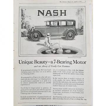1927 Nash DeLuxe Light Six Sedan Car 7 Bearing Motor Original Ad