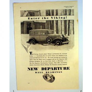Vintage 1929 The Viking New Departure Ball Bearings Automotive Industries  Ad