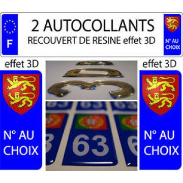 2 sticker car registration plate RESIN COAT OF ARMS BEARINGS NORMANDY