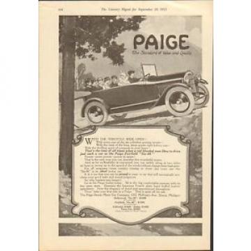 1915 Paige Model Fairfield Detroit MI Auto Ad New Departure Ball Bearings ma8849