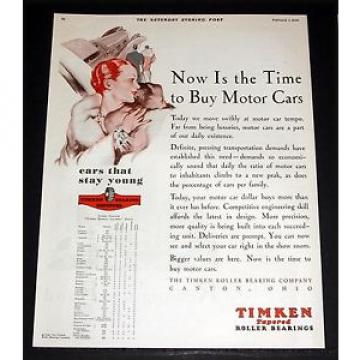 1930 OLD MAGAZINE PRINT AD, TIMKEN BEARINGS, FOR CARS THAT STAY YOUNG, ARTWORK!