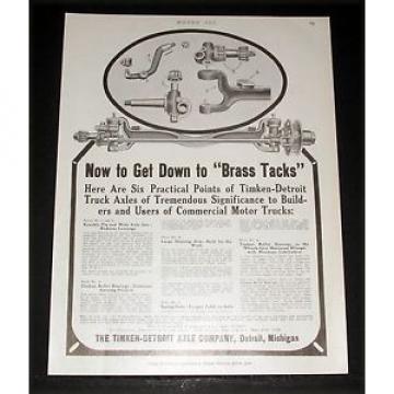 1910 OLD MAGAZINE PRINT AD, TIMKEN ROLLER BEARINGS, TAKING CARE OF END THRUST!