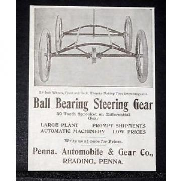 1900 OLD MAGAZINE PRINT AD, PENNA. AUTOMOBILE CO, BALL BEARING STEERING GEAR!