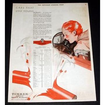 1930 OLD MAGAZINE PRINT AD, TIMKEN ROLLER BEARINGS, FOR CARS THAT STAY YOUNG!