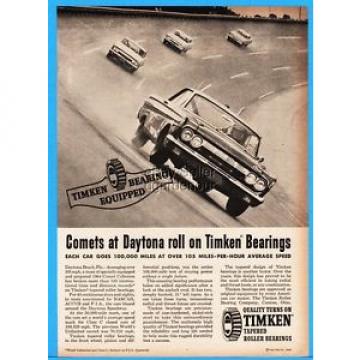 1963 Mercury Comet At Daytona Racing NASCAR Race Timken Bearings Print Ad