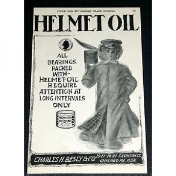 1906 OLD MAGAZINE PRINT AD, HELMET OIL LASTS, PACK YOUR AUTOMOBILE BEARINGS ART!