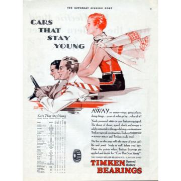 1929 Timken Roller Bearings Ad --Stay Young ----x668