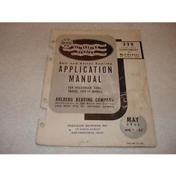 Ahlberg Ball &amp; Roller Bearing Application Manual 1940-1942 Car &amp; Truck