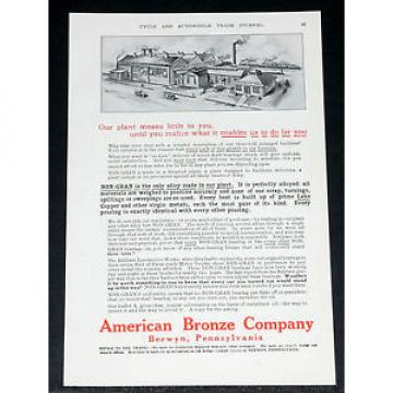 1911 OLD MAGAZINE PRINT AD, NON-GRAN MOTOR CAR ENGINE BEARINGS, AMERICAN BRONZE!