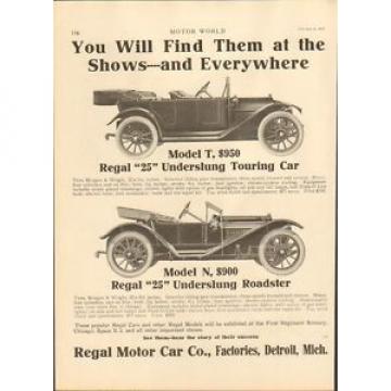 1914 Regal Model N Detroit MI Auto Ad Timken Roller Bearing Co ma9605