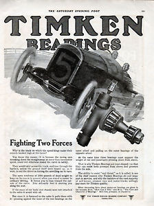 1918 Timken Bearings Ad --Fights Driving &amp; Racing Forces --t1051