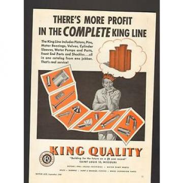 1949 Print Advertisement AD King Quality Complete Line Motor Bearings Valves