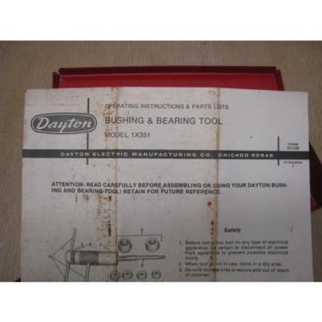 Dayton 1X351 Motor Bushing &amp; Bearing Tool Set 1 Driver 9 Adapters Free Shipping
