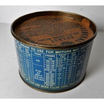 1950&#039;s GE GENERAL ELECTRIC BALL &amp; ROLLER BEARING MOTORS GREASE TIN CAN 16oz