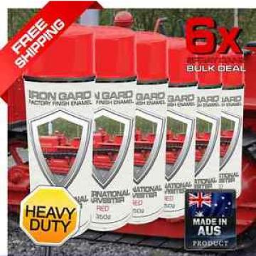 6x IRON GARD Spray Paint INTERNATIONAL HARVESTER RED Dozer Farm Excavator Digger
