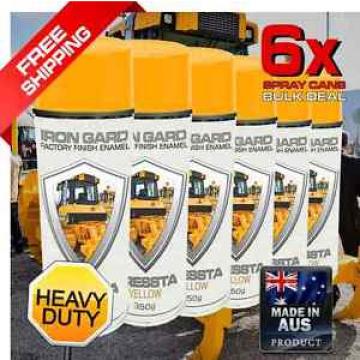 6x IRON GARD Spray Paint DRESSTA YELLOW Excavator Dozer Loarder Bucket Attachmen