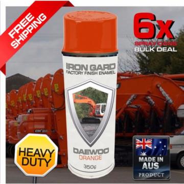 6x IRON GARD Spray Paint DAEWOO ORANGE Excavator Dozer Loader Bucket Attachment