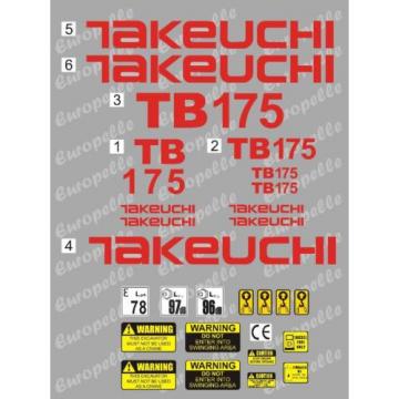 Decal Sticker set. TAKEUCHI TB175 Mini Digger Pelle Bagger Excavator