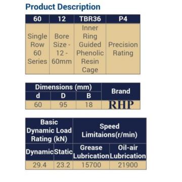 RHP BEARINGS SUPER PRECISION 6012TBR12P4
