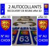 2 sticker car registration plate RESIN COAT OF ARMS BEARINGS NORMANDY