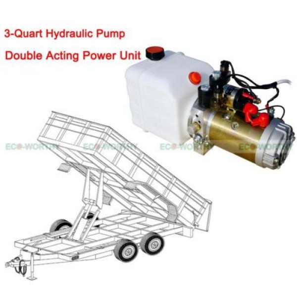 3 Quart 12Volt DC Double-acting High Quality Hydraulic Pump-Dump Trailer #3 image