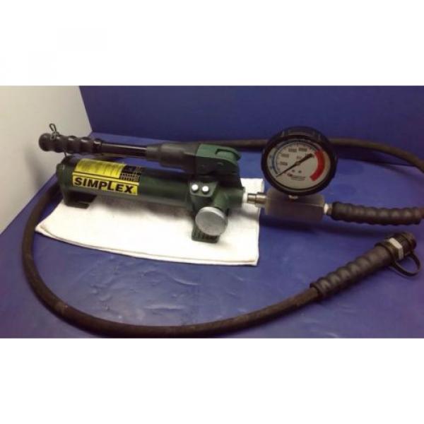 Simplex P22 2 Stage Hydraulic Pump w/ 6&#039; Enerpac Hose Gauge Gauge Adaptor NICE! #1 image