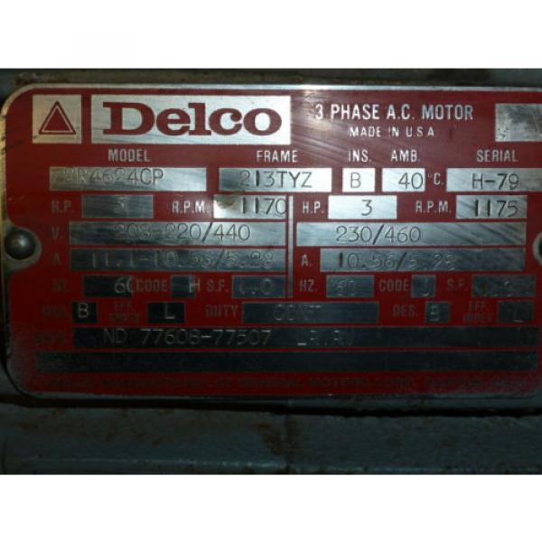 NOS Delco Electric Motor w/Hydraulic Pump Adapter flange 3HP 3 Phase 1175 RPM #3 image