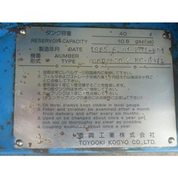 TOYOOKI KOGYO GG5D6520.Y.NC-0971 HYDRAYLIC PUMP W/ MOTOR TOSHIBA 3 PHASE #3 image