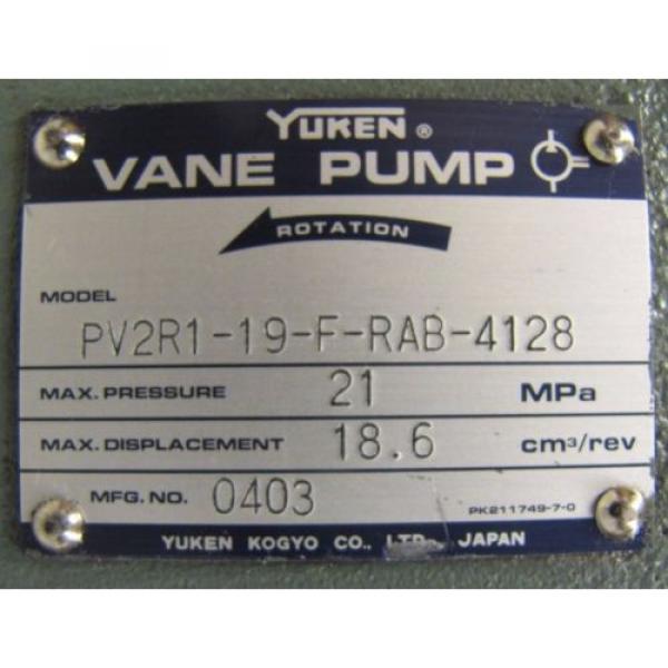 YUKEN PV2R1-19-F-RAB-4128 21 MPa 18.6 CM³/REV HYDRAULIC VANE PUMP #2 image