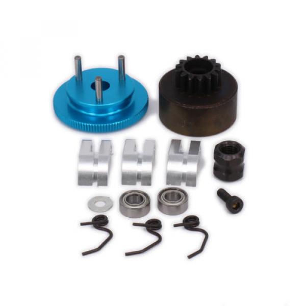 1 set blue Bell 14T Gear Flywheel Assembly Bearing Clutch Shoes For 1/8 RC Car #2 image