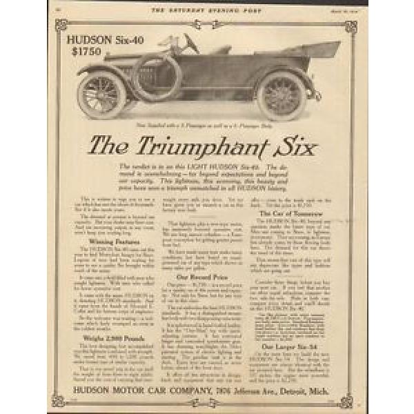 1914 Hudson Motor Car Co Detroit MI Auto Ad Hyatt Roller Bearing Co ma6995 #5 image