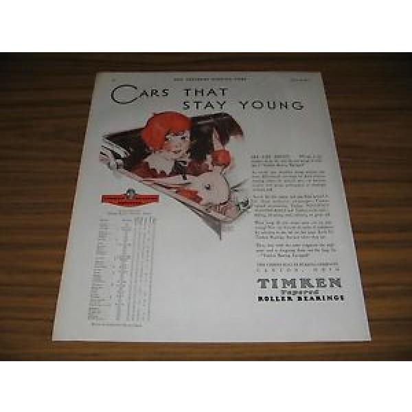 1930 Print Ad Timken Tapered Roller Bearings Girl in Car with Stuffed Bunny #5 image