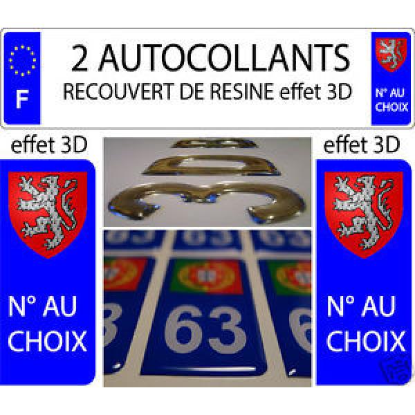 2 sticker car registration plate EFFECT 3D RESIN COAT OF ARMS BEARINGS BUGEY #5 image