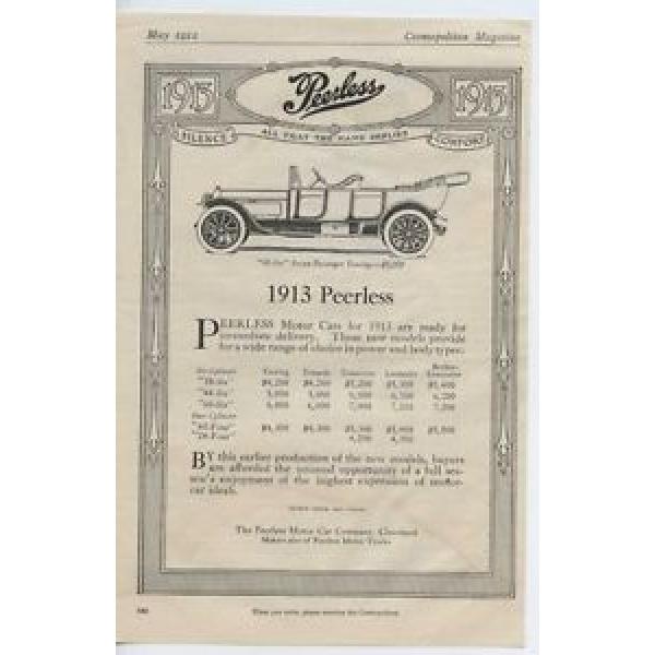 1913 Peerless Model 48 Cleveland OH Auto Ad Timken Roller Bearing mc3340 #5 image