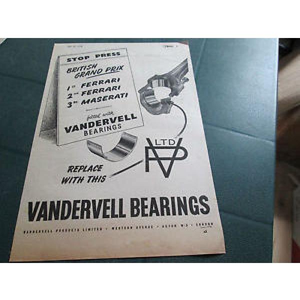 (#4) GENUINE 1950&#039;S MOTORING ADVERT - VANDERVELL BEARINGS #5 image