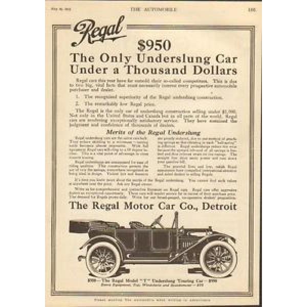 1913 Regal Model T Detroit MI Auto Ad Gurney Ball Bearing Co ma9598 #5 image