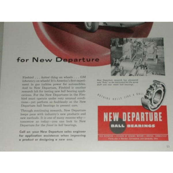 1954 New Departure Ball Bearings advertisement, GM Firebird gas turbine car #5 image