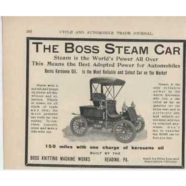 1905 Boss Steam Car Reading PA Auto Ad Timken Roller Bearing Canton OH ma5027 #5 image