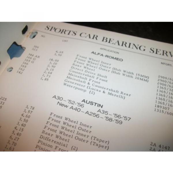 SPORTS CAR BEARING SERVICE, APPLICATION DATA,BALL&amp; ROLLER BEARINGS #5 image