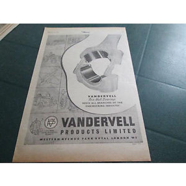 (#4) GENUINE 1950&#039;S MOTORING ADVERT - VANDERVELL THIN WALL BEARINGS #5 image