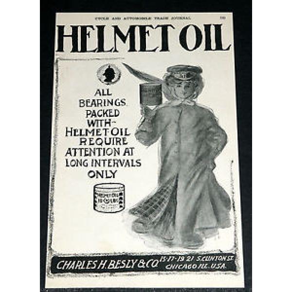 1906 OLD MAGAZINE PRINT AD, HELMET OIL LASTS, PACK YOUR AUTOMOBILE BEARINGS ART! #5 image