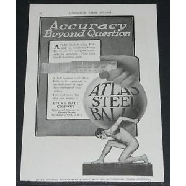 1917 OLD MAGAZINE PRINT AD, ATLAS STEEL BALL BEARINGS, ACCURACY BEYOND QUESTION! #5 image