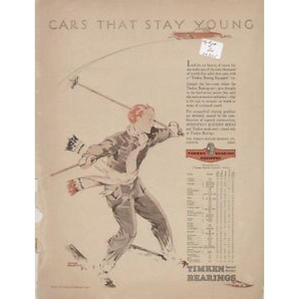 Timken Tapered Roller Bearings 1930 Vintage Auto Ad, Boy Skiing #5 image