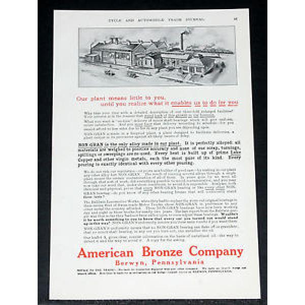 1911 OLD MAGAZINE PRINT AD, NON-GRAN MOTOR CAR ENGINE BEARINGS, AMERICAN BRONZE! #5 image