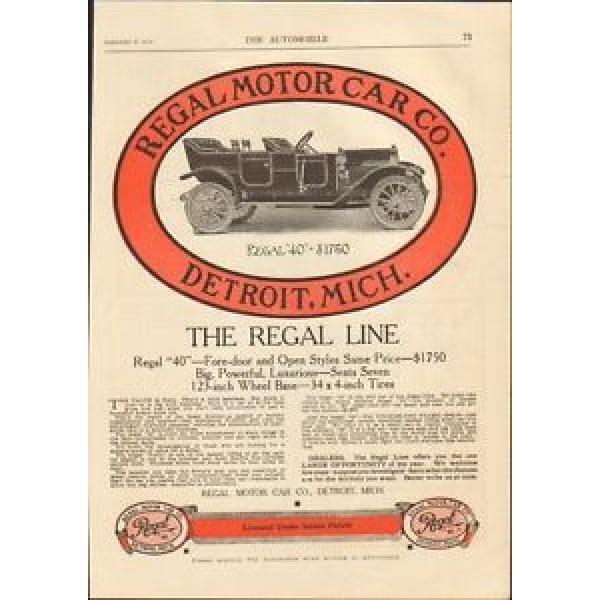 1911 Regal Model 40 Detroit MI Auto Ad Hyatt Roller Bearings ma9574 #5 image